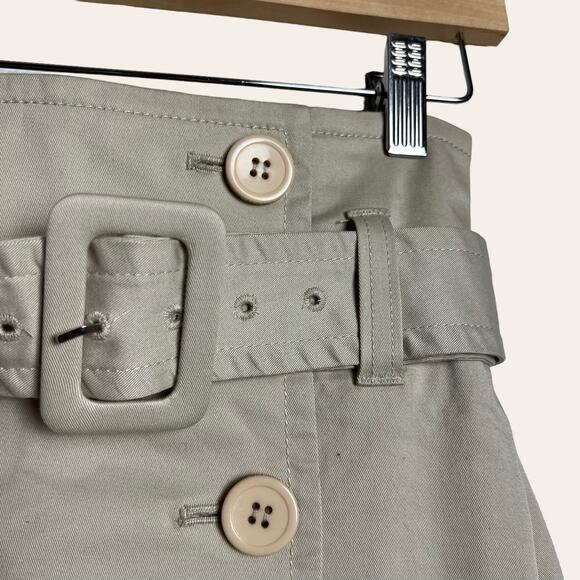 Club Monaco Newman Beige High Waist Double Breasted Button Front Belted Skirt - Picture 3 of 10